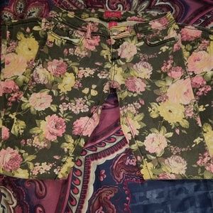 Flower Print Stretch Jeans